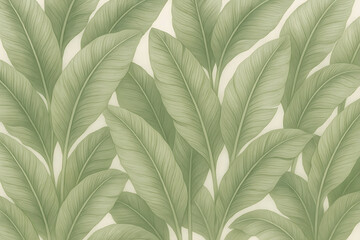Obraz premium Tropical Botanical Background with Palm Leaves in Soft Watercolor Style
