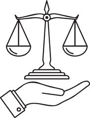 Hand Offering Scales of Justice Symbol of Fairness and Legal Balance.