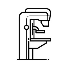 Black outline drawing of a mammography machine isolated on