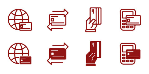 Credit card icon set. Payment and purchase symbol. Vector illustration.