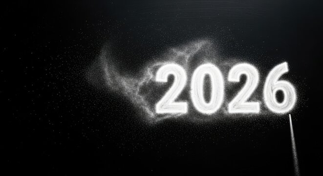 New Year Celebration Sparkler Writing the Year 2026