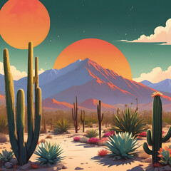 vector illustration of a desert landscape