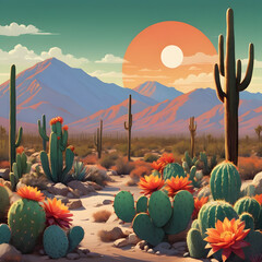 vector illustration of a desert landscape