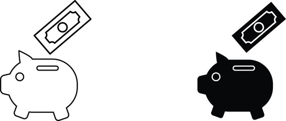 piggy bank  icon vector graphic illustration  with white background flat hand made icon fill icon .