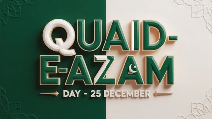 Quaideazam day poster with green and white background isolated