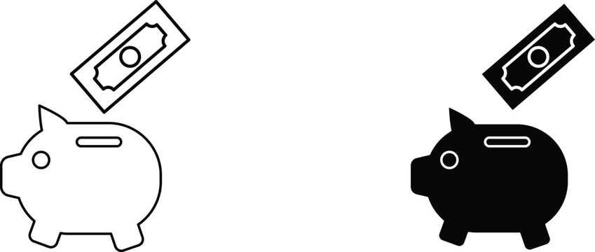 piggy bank  icon vector graphic illustration  with white background flat hand made icon fill icon .