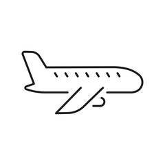 Airplane Line Icon. Aviation, Travel, And Transportation Outline Symbol. Flight And Airline Industry Representation. Editable Stroke. Isolated Vector Illustration