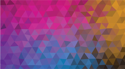 Colorful Geometric Background with Pink, Purple, Blue, and Gold Triangles