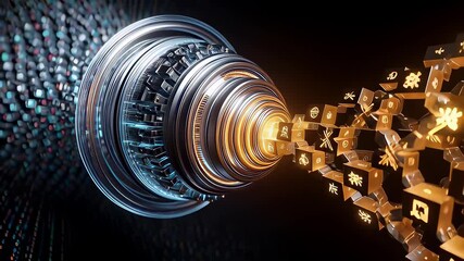 AI Learning from Data: Dynamic visualization of machine learning algorithms processing big data flow for digital transformation and technology innovation in artificial intelligence. - Powered by Adobe