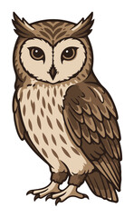 Fototapeta premium Cute and detailed cartoon owl vector character illustration