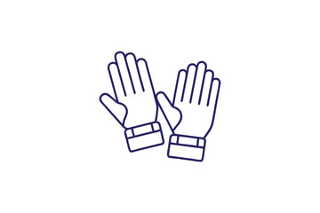 Dark Blue Outline Gloves Illustration Protective Handwear Safety Equipment Simple Vector Graphic Design Isolated White Background