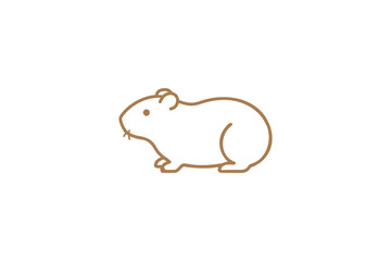 Simple Minimalist Brown Hamster Outline Adorable Rodent Pet Animal Illustration on Clean White Background Perfect for Childrens Designs