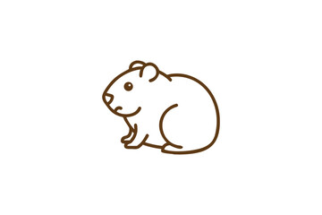 Cute Minimalist Dark Brown Hamster Outline Adorable Rodent Pet Animal Illustration on Clean White Background for Kids
