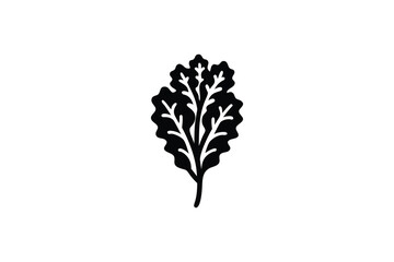 Obraz premium Minimalist Black Leaf Silhouette Simple Botanical Element Design on Clean White Background for Nature or Eco Themes