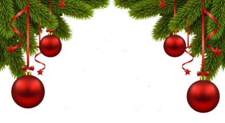 Elegant merry christmas greeting with ornaments and fir branches