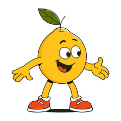 Cartoon lemon character smiles with welcoming open arms