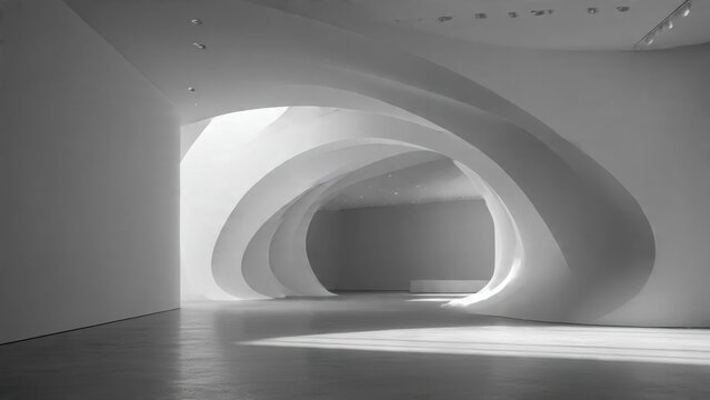 Fototapeta Continuous abstract tunnel with sculpted curves, subtle lighting transitions, and a harmonious flow. 