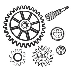 Obraz premium Gears and cogs isolated on featuring mechanical components