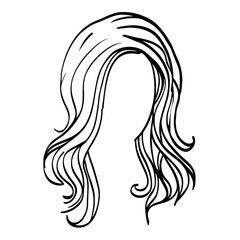 Illustration of a womans hairstyle with wavy strands isolated on