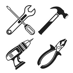 Illustration of various tools isolated on for construction