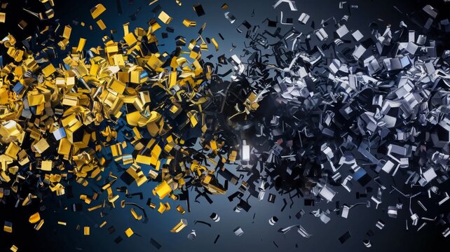 Dynamic Abstract Explosion Gold Silver Particles High Energy Banner