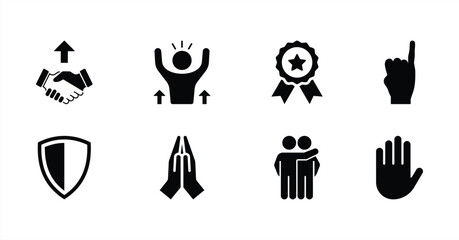 Trust, Support, and Achievement Icon Set