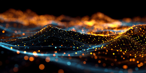 Glowing molten energy sphere with electric arcs and particles in futuristic deep space