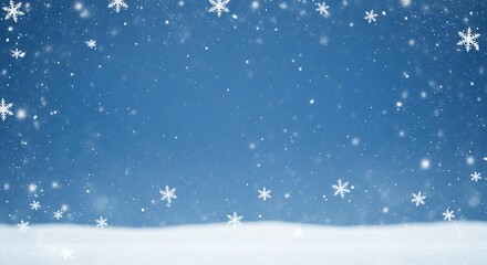 Naklejka premium Gentle snowfall on a winter night with snowy ground