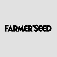 Farmers seed logo in black font on a gray background, simple and modern