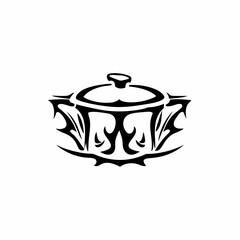 Stylized cooking pot illustration isolated on, culinary design