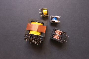 Several different types of electrical transformers