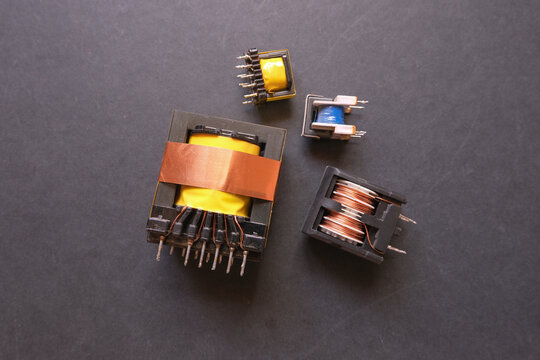 Several different types of electrical transformers