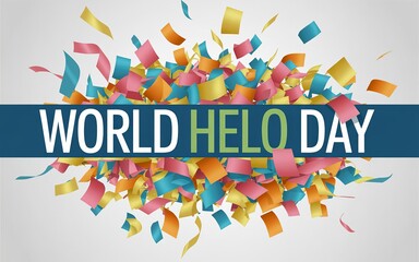 Colorful explosion background celebrates World Hello Day with joyful visual excitement.