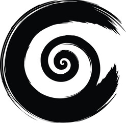 Grungy brush stroke spiral vortex element on white background