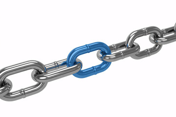 Obraz premium Blue Steel Chain Link – Strength, Security, and Connection Concept