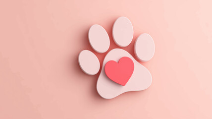 Soft pastel paw print with heart centerpiece symbolizing kindness, animal companionship, and heartfelt appreciation for pets on National Love Your Pet Day.