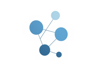 Abstract network connection diagram showing data communication between linked nodes in blue technology theme