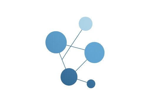 Abstract network connection diagram showing data communication between linked nodes in blue technology theme