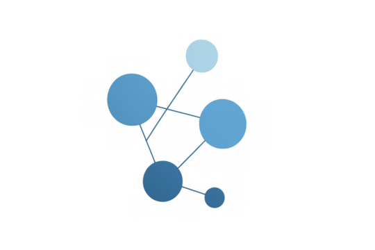 Abstract network connection diagram showing data communication between linked nodes in blue technology theme - Powered by Adobe