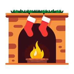 Obraz premium vector, chimenea, navidad, santa, navida, bujía, fuego, llama, ilustración, vector, celebraciones, icono, alumbrado, decoraciones, símbolo, vacaciones, designio, cera, ardiente, acomodador, lámpara