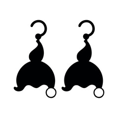 Minimalist Monochrome Christmas Santa Hat Silhouette Dangle Earring and Jewelry Icon