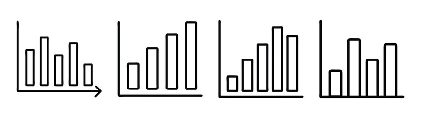 Analyzing stock market trends and data with multiple bar chart representations and financial analysis