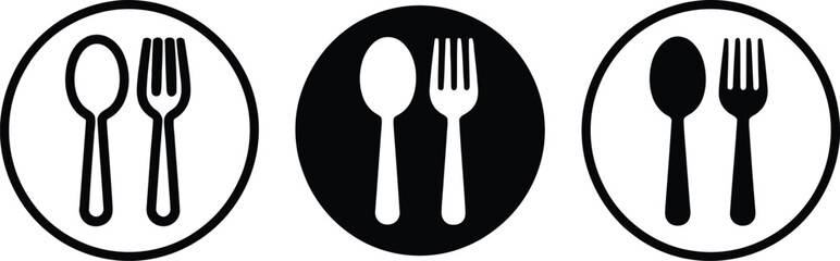 Fototapeta premium Dining cutlery icons set for restaurant, food, and meal apps