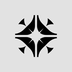 Abstract black and white geometric pattern with a star in the center