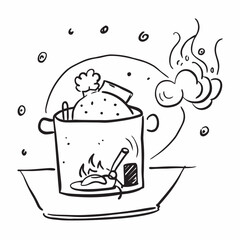 Cartoon image of cooking pot isolated on