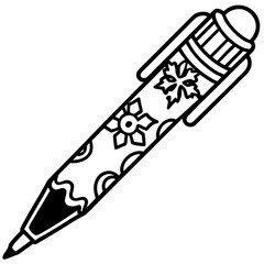 Detailed pen with floral design isolated on
