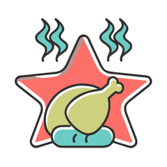 Illustration of a roasted turkey on a star isolated on