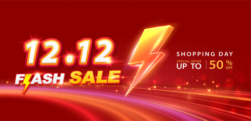 12.12 discount flash sale background. End of year sale. Vector illustration for shopping day, online shopping, special Offer coupon, voucher, banner template, websites, social media advertising.