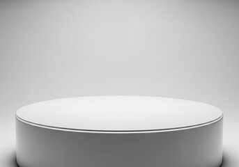 A clean, minimalist white podium or stage, isolated on white background, perfect for product display or presentations