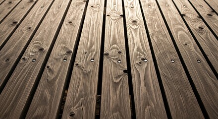 Weathered wooden deck boards with visible grain and knots